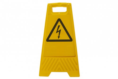 Floor standing safety sign - Deadly voltage