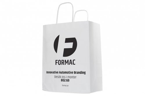 Carrying bag in white paper with print - medium