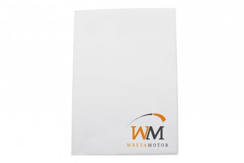 Vehicle folder in white plastic, A5 with customized 2-color print
