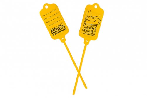 Key tag yellow, with customized print 2 sides