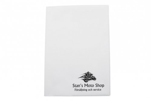 Vehicle folder in white plastic, A5 with customized 1-color print