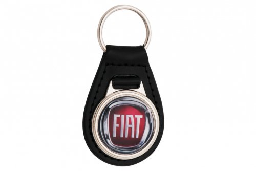 Key ring leather metal, with 3D-emblem